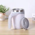 White USB Rechargeable Automatic Stirring Mug - 320ml, Magnetic Mixing Coffee Cup, 12x11x15cm-0